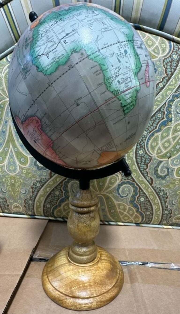Small Vintage Globe on Wooden Stand
